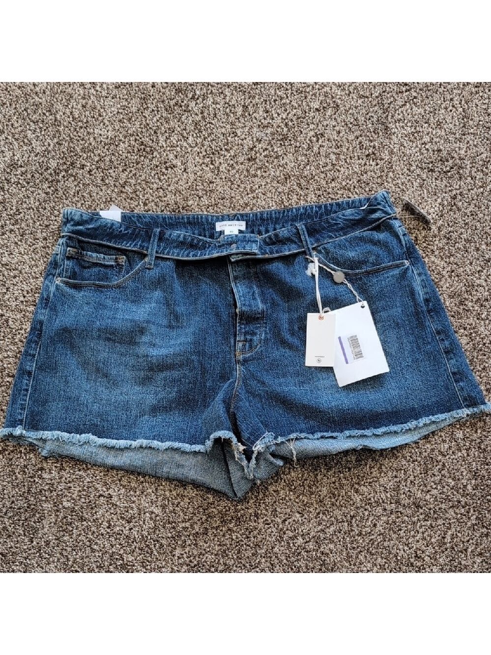Good American Denim Shorts The Cutt Off Fold Over Waist NEW Plus Size 20